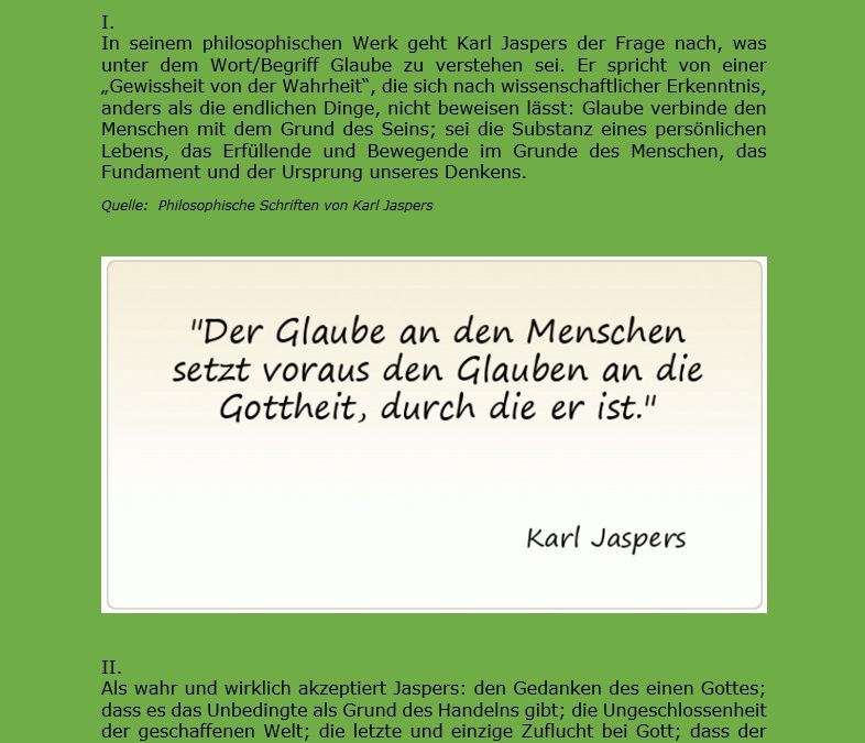 Karl Jaspers’ Glaubensbegriff