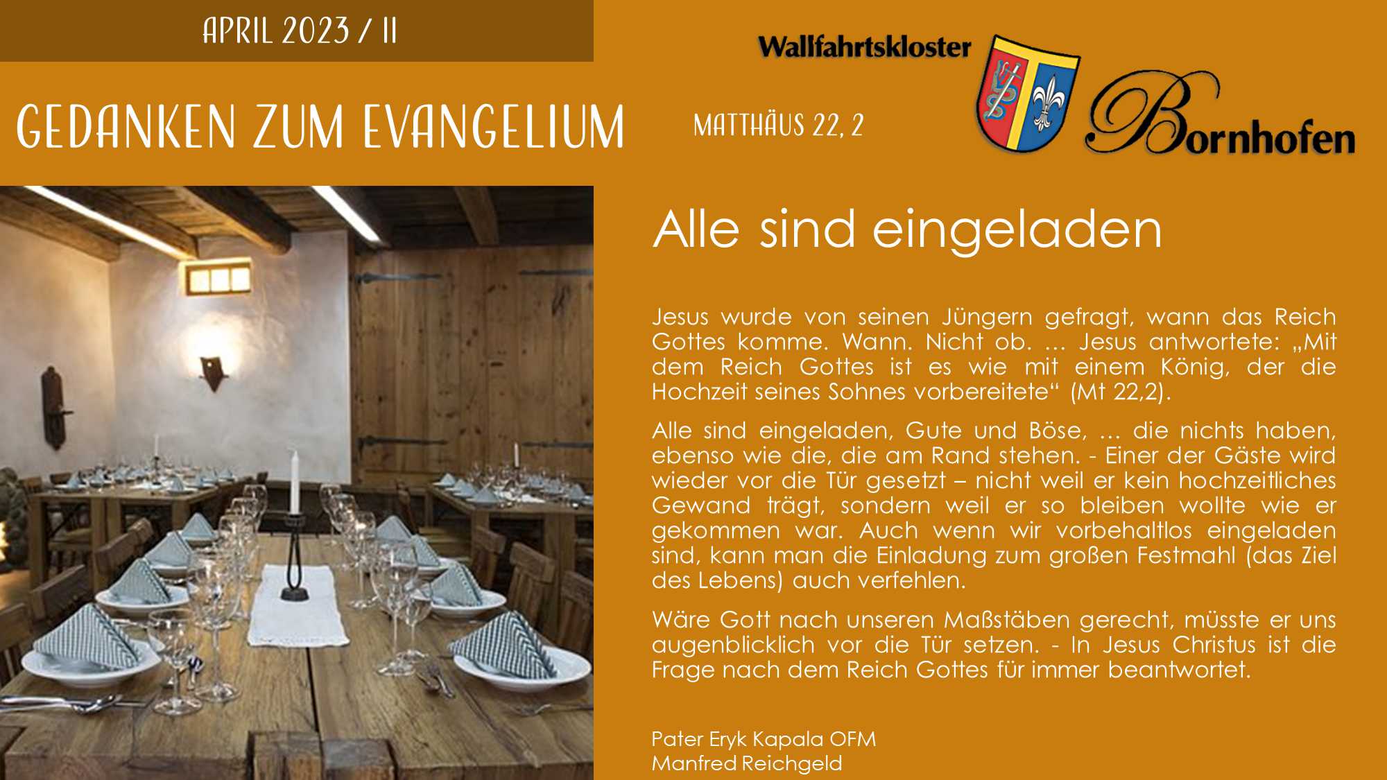Gedanken zum Evangelium - Kloster Bornhofen